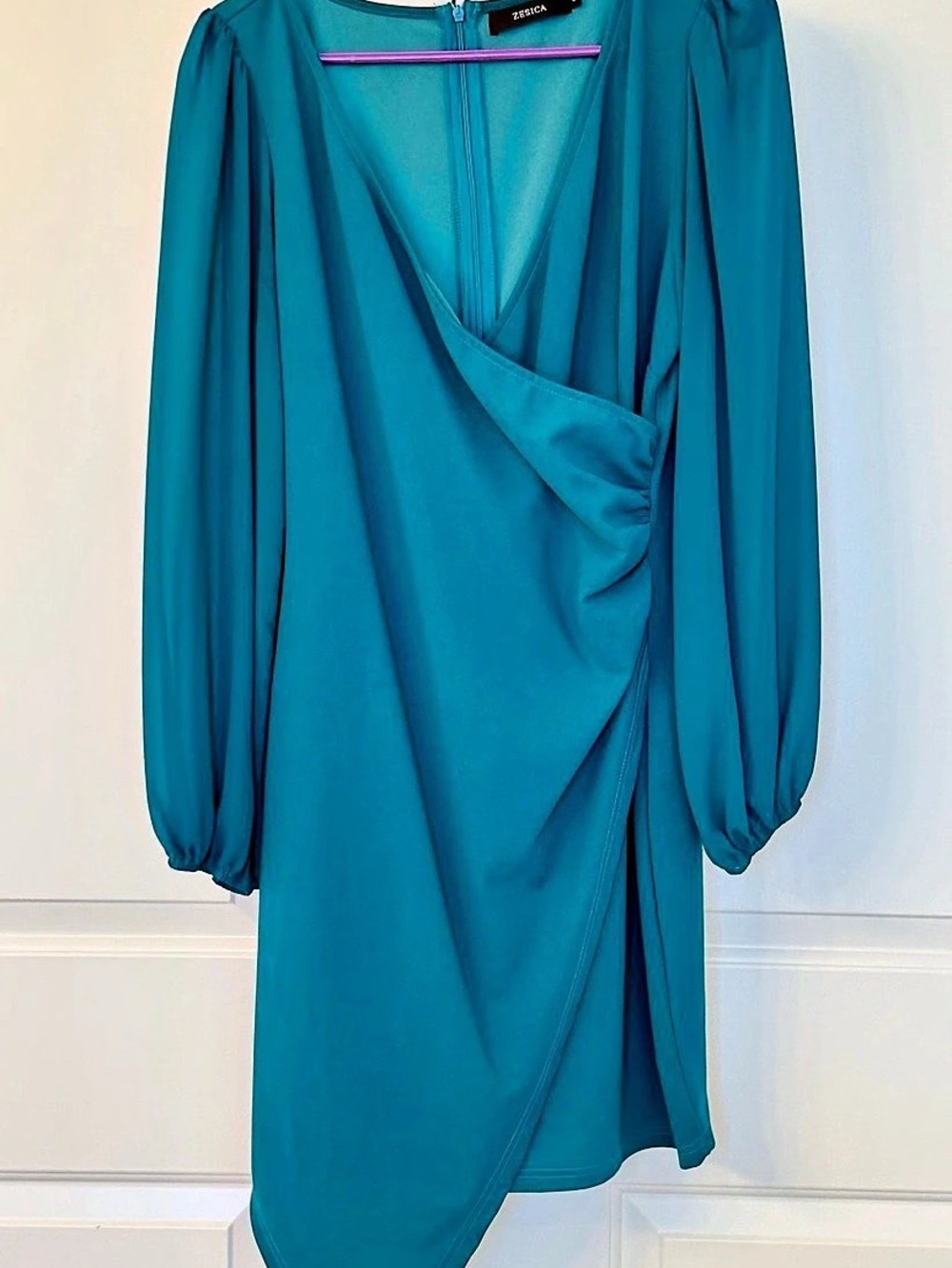 Long Sleeve Asymmetrical Ruched Mini Dress